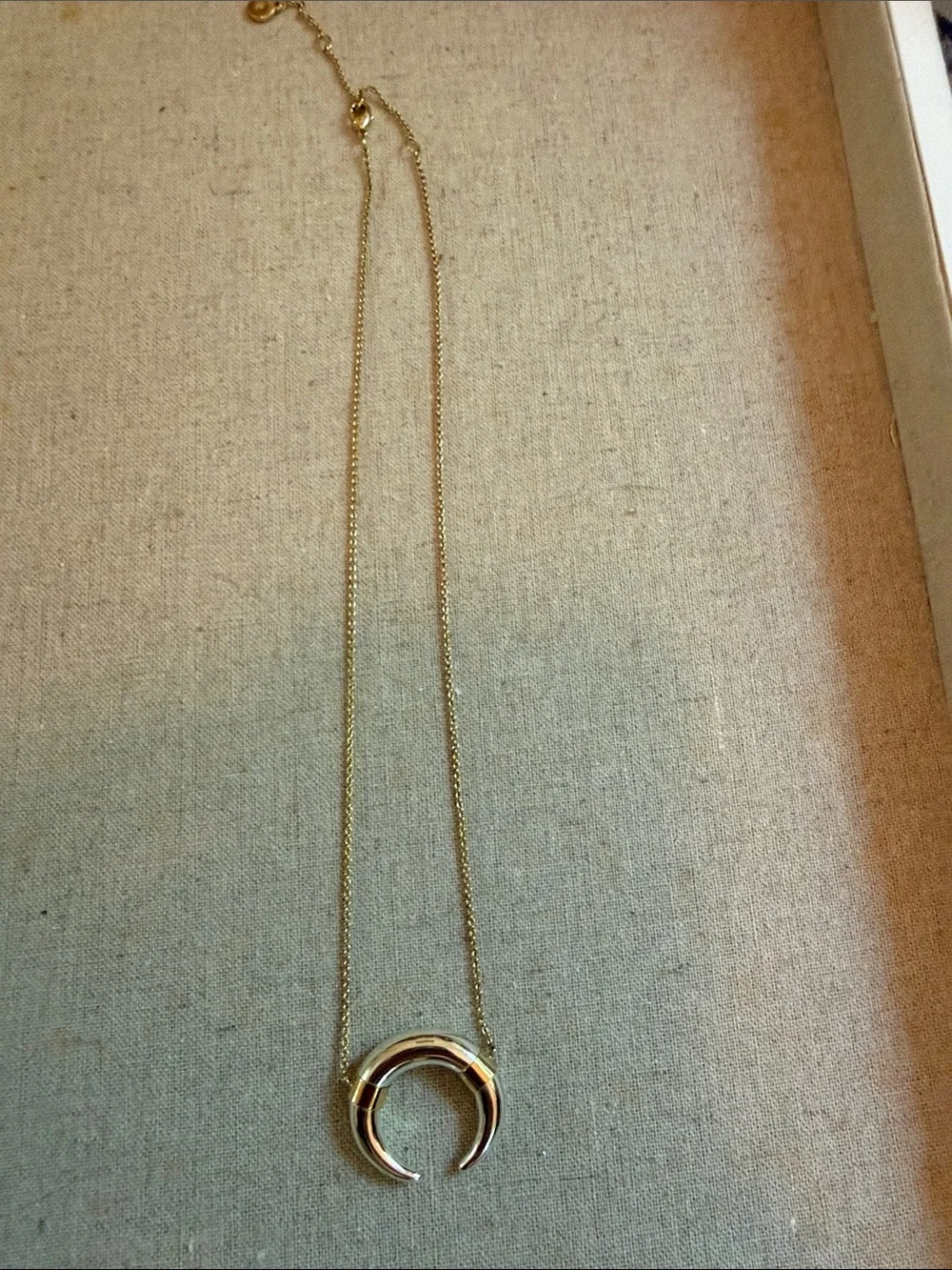 Stella & Dot Gold Crescent Pendant Necklace